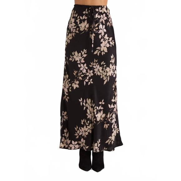 NEW BELLA DAHL bias maxi skirt with tie in ivory floral print